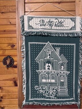 Vintage 1992 SCW Joshua 24:15 We Will Serve the Lord Woven Tapestry Wall Decor